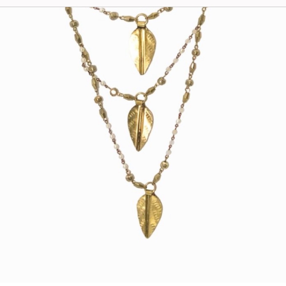 VANESSA MOONEY *San Antonio* brass leaf motif boho necklace aso Kendall Jenner - Picture 4 of 8